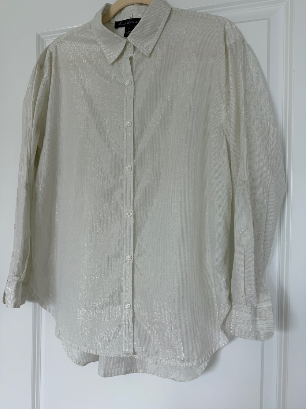 Gloria Vanderbilt White Long-Sleeve Button-Down Shirt